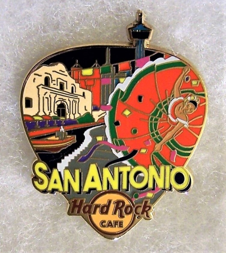 HARD ROCK CAFE SAN ANTONIO GREETINGS FROM GUITAR PICK SERIES PIN # 95291