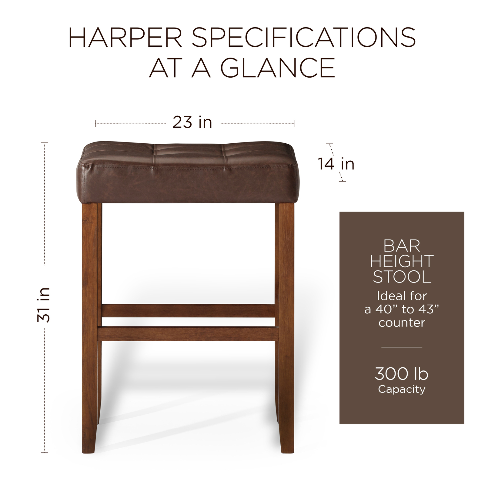 Carte: A La Carte Home Harper Bar Stool, True Walnut Wood w/ Brown Vegan Leather