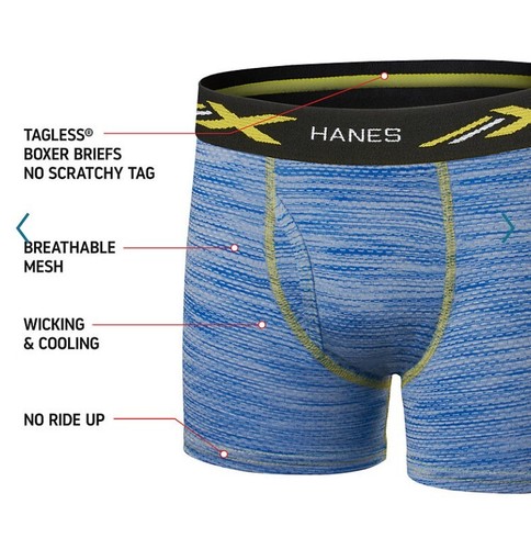 3 Pairs Boys Hanes X-Temp Performance Boxer Briefs Size M Underwear New - Picture 2 of 4