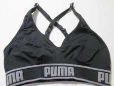 Puma Sport Bra Size S Black Wireless Unlined Crossback Pullover Activewear