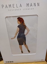 SEXY! PAMELA MANN JIVE CONTRAST SEAMED TIGHTS NUDE & BLACK ONE SIZE 42'' HIPS