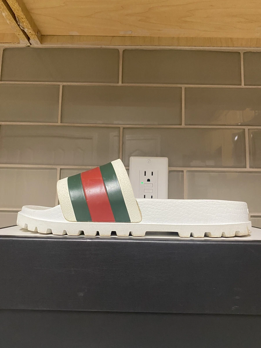 White gucci web slides sale