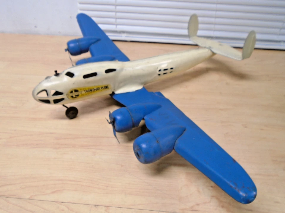 Большой c40s Buddy L Прессованная Сталь ТРАНСПОРТНЫЙ САМОЛЕТ Деревянные Колеса КАК ЕСТЬ В ПРОДАЖЕ - Изображение 4 из 4