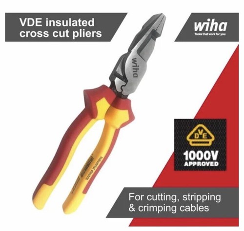 NEW Wiha Tools 220mm 1000V Insulated VDE Crosscut Pliers - Picture 3 of 6