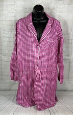 Victoria's Secret PINK Womens Size M Pink Plaid Button Up Sleep Dress Long SLV