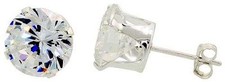 Sterling Silver .925 Round 2MM-15MM Cubic Zirconia CZ Stud Earrings