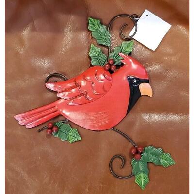 2017 Hobby Lobby 11 Inch X 11 Inch Red Cardinal Metal Door Wall Hanging Unused