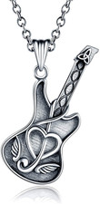 Silver Guitar Cremation Jewelry Ash Guitar Locket Urn Necklace Musical Memorial 