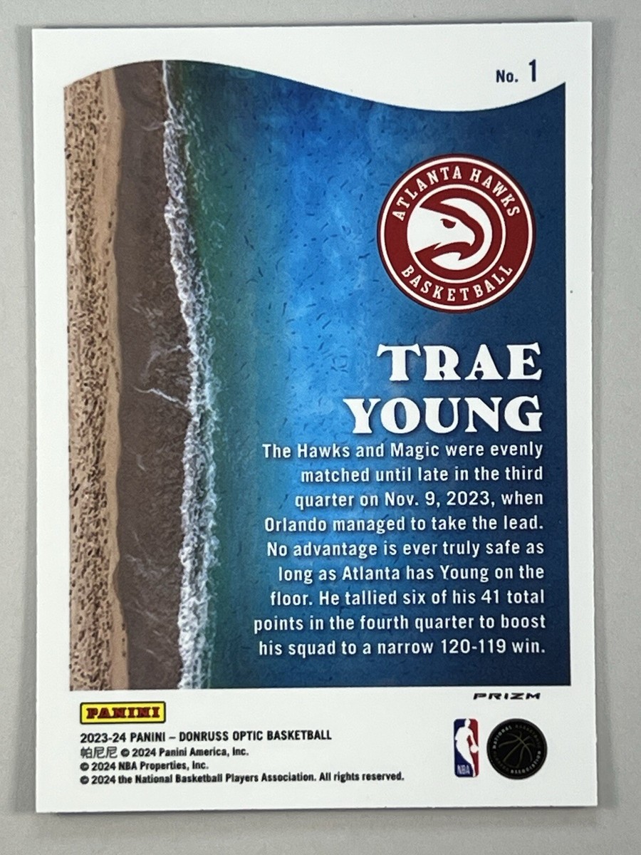 2023-24 Panini Donruss Optic - Splash! Purple Prizm #1 Trae Young