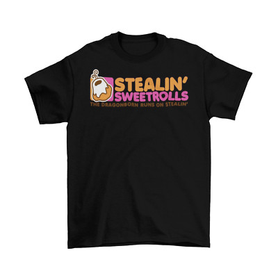 Skyrim Stealing Sweetrolls T-Shirt Unisex Dragonborn Dunkin Donuts Sizes New