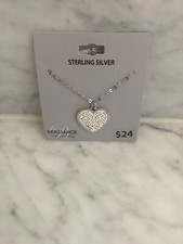 Heart Sterling Silver Crystal Heart Necklace