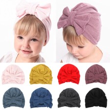 Baby Infant Solid Big Bowknot Cotton Turban Hat Soft Winter Warm Beanie Hat Cap