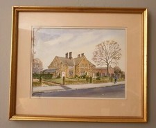 Watercolour Painting Old Cottages Church Street Garstang Lancashire C Corbett