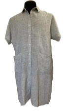 Eileen Fisher 100  Organic Linen Shirt Dress Gray Pockets Women  s Size XL