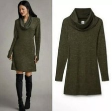 Cabi Solace Sweater Dress sz XS Style 4016 Olive Green Super Soft Cowl Neck