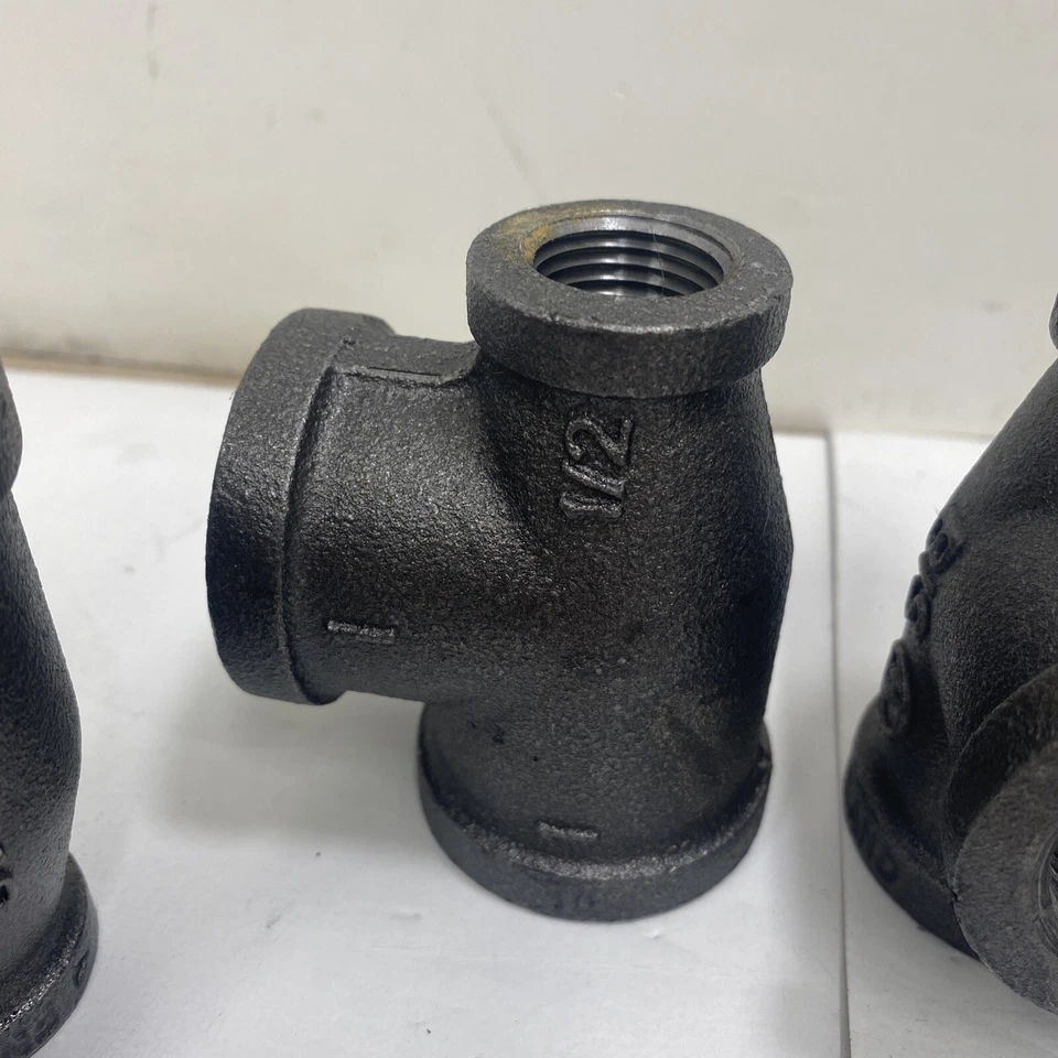 5 Pack Deal! Malleable Iron Pipe Fitting Reducing Tee 1" x 1" x 1/2" Female NPT - Image 2 of 4