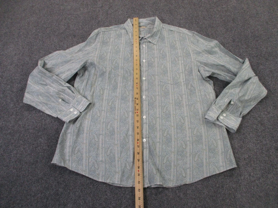 Camisa John Varvatos Hombres 2XL Azul Blanco Cachemira Rayas Negocios Preppy Western Foto 3 de 4