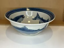 Allen & Williams Studio Art Pottery Fish Stoneware Serving Bowl 9.5” Blue Salmon