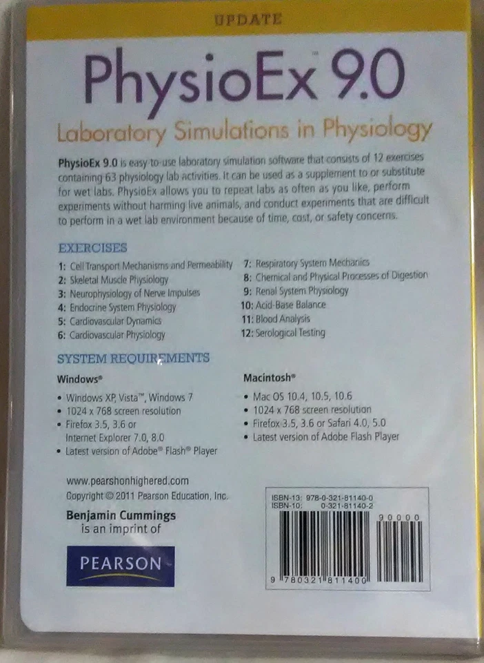PhysioEx 9.0 Laboratory Simulations in Physiology 2011 BRAND NEW in Sealed Pkg - Image 2 of 2