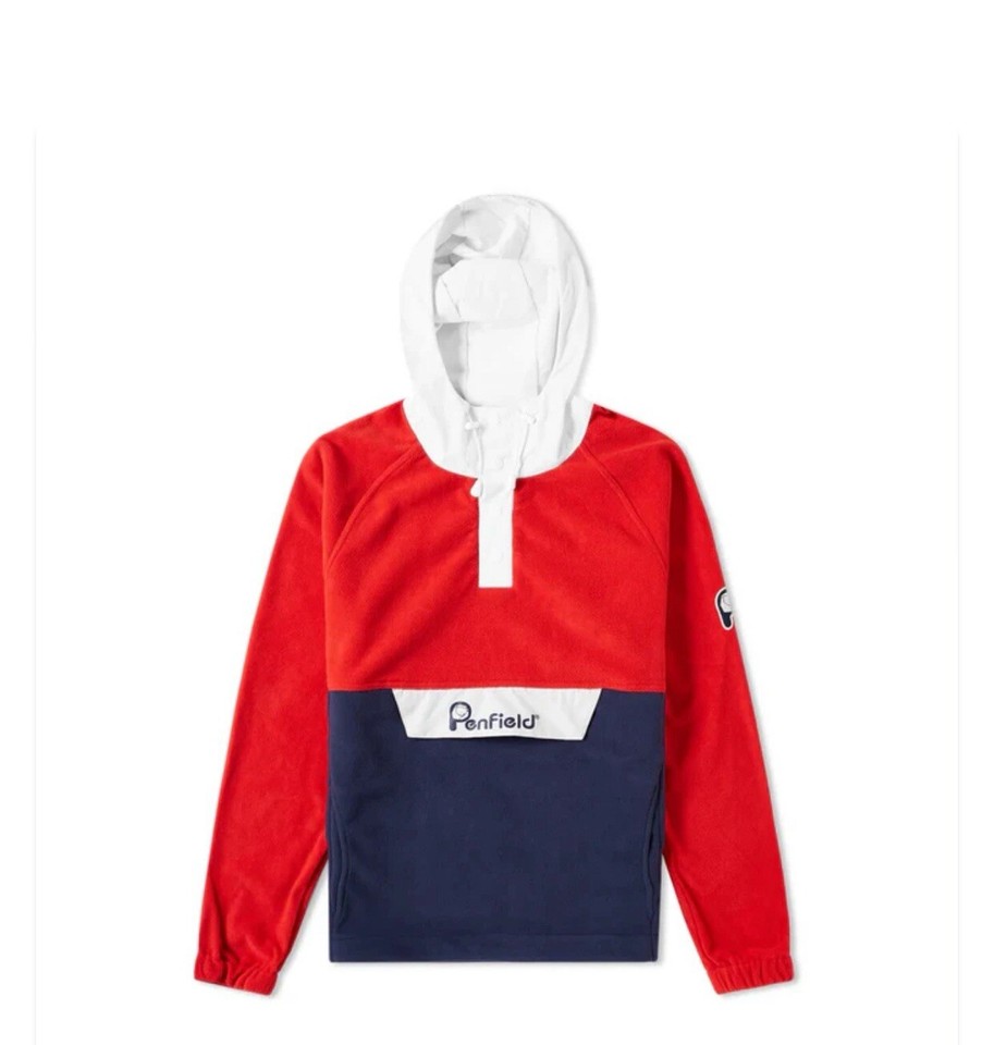 Penfield Men's Mars Red White Blue Honnold Fleece Jacket Size Small