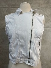 Aeropostale Zip Denim Moto Jeans Vest White W...
