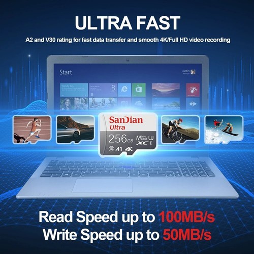 Micro SD Memory Card 128GB 256GB 512GB 1TB 2TB Class 10 High Speed Free Adapter - Zdjęcie 11 z 21