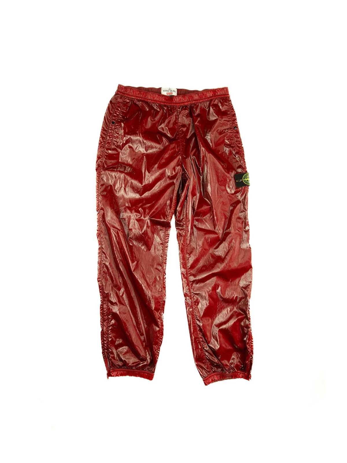 Pantalon homme Supreme x Stone Island rouge cerise soie rouge moyen