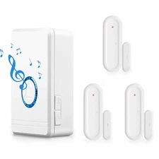 Door Open Sensor Chime 3 Magnetic Sensor Wireless Alarm 48 Chime 1300ft for Home