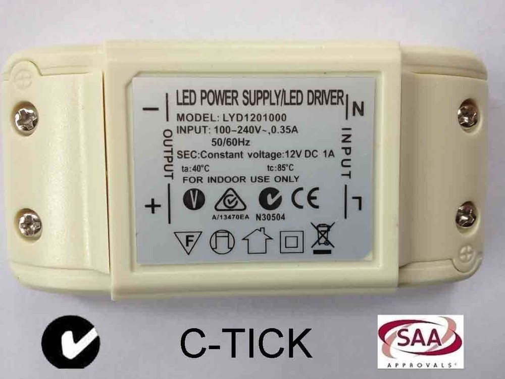 5-pack 12W 12V LED Driver Power Supply Transformer for All LEDs