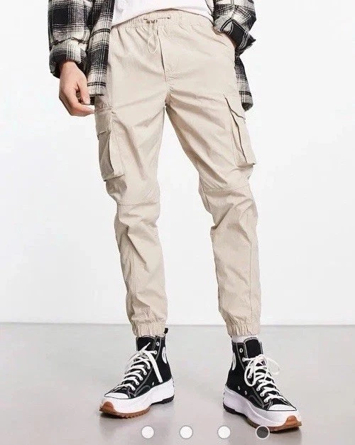 Jack & Jones intelligence technical cargo trouser in beige LARGE NWOT