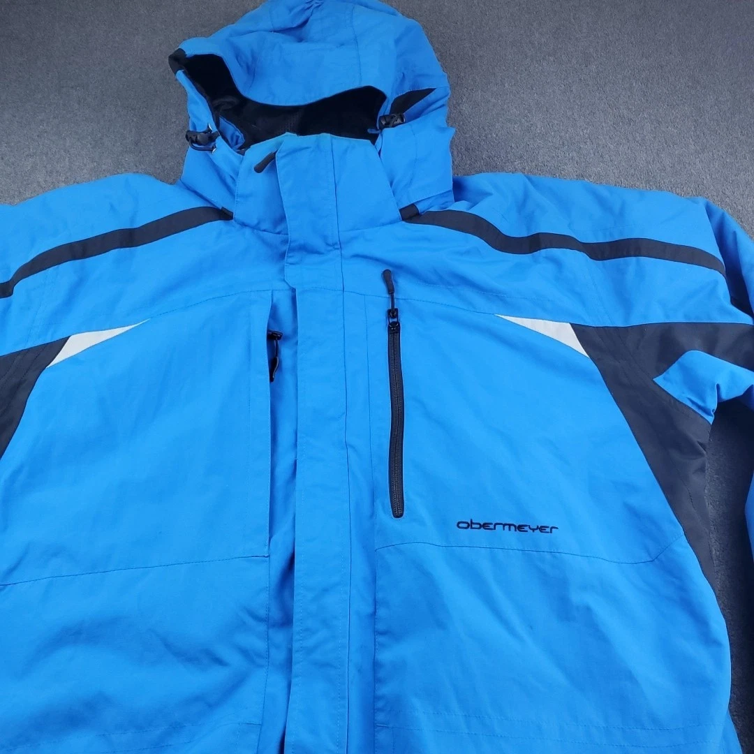 Obermeyer Ski Snowboard Hoodie Jacket Men’s Size 2XL Blue Zip Up Removable Hood