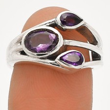 Natural African Amethyst 925 Sterling Silver Ring s.6 Jewelry R-1024