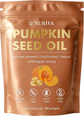 NURIVA Pumpkin Seed Oil with Saw Palmetto   Cold Pressed, Pure Virgin Oil, Rich