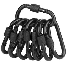 Locking Carabiner Clip, Vonpri 3 Inch D Ring Clips Spring Snap Key Black 8pcs