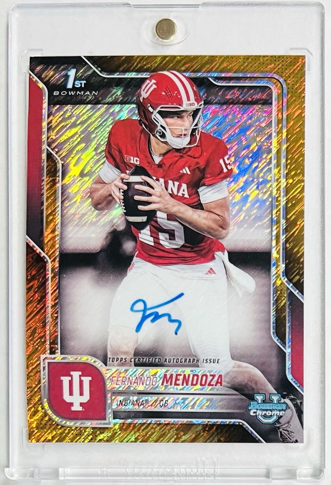 2025 Bowman University Chrome FERNANDO MENDOZA 1st GOLD Refractor AUTO SSP /50