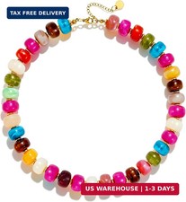Chunky Colorful Beaded Necklaces for Women Big Bead Boho Choker Necklace Trendy