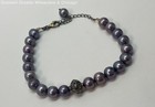 925 Sterling Vermeil Clasp Purple Pearl Beaded Thread Bracelet 19.6g — photo 1