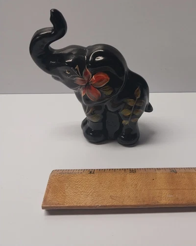 Fenton Black Figurine Hand Painted M. Young