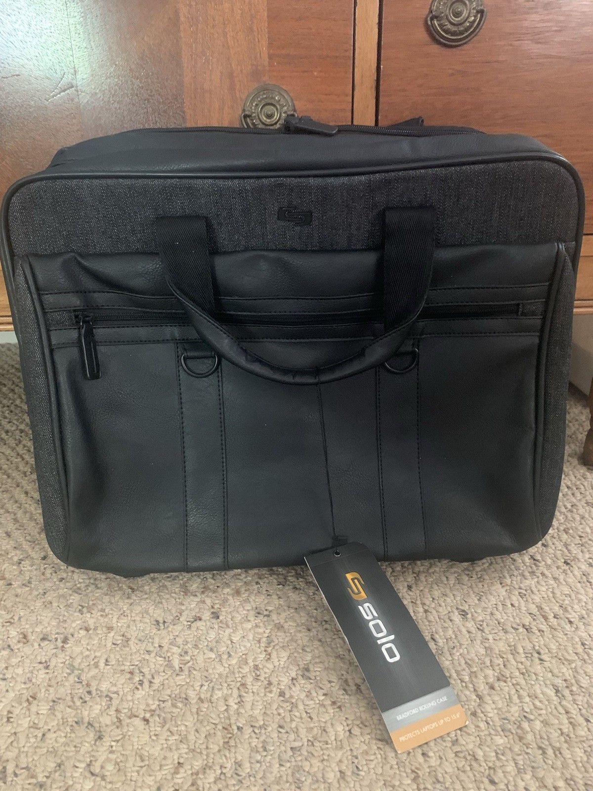 Solo Bradford Rolling Case Laptop Trolley 15.6" Leather Blac