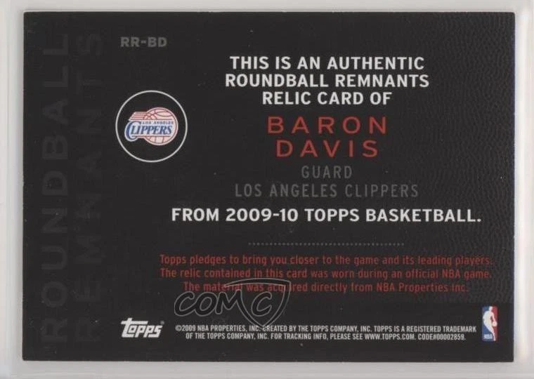 2009-10 Topps Roundball Remnants Baron Davis #RR-BD - Image 2 of 2