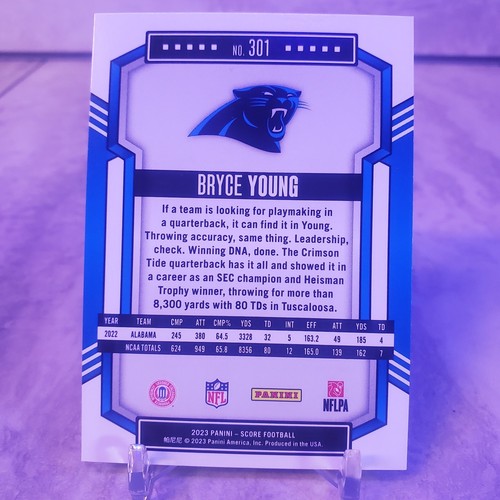 Bryce Young 2023 Panini Score Retro Rookie #301 Alabama Carolina Panthers RC - Bild 2 von 2