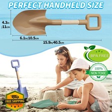 16" Beach Sand Shovels Kids Wood Spade Avocado 3PC Set