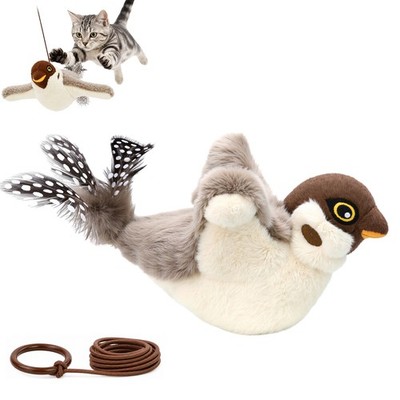 Motion-Activated Cat Toy: Interactive Flying Bird with Real Feathers