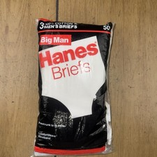 VTG 1988 Hanes White Briefs 3-100 Cotton Men's Size 2X 46-48 made USA Big Man