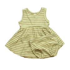 Quincy Mae Ribbed Tank Dress and Bloomer Set 3-6 Months Latte Stripe Baby
