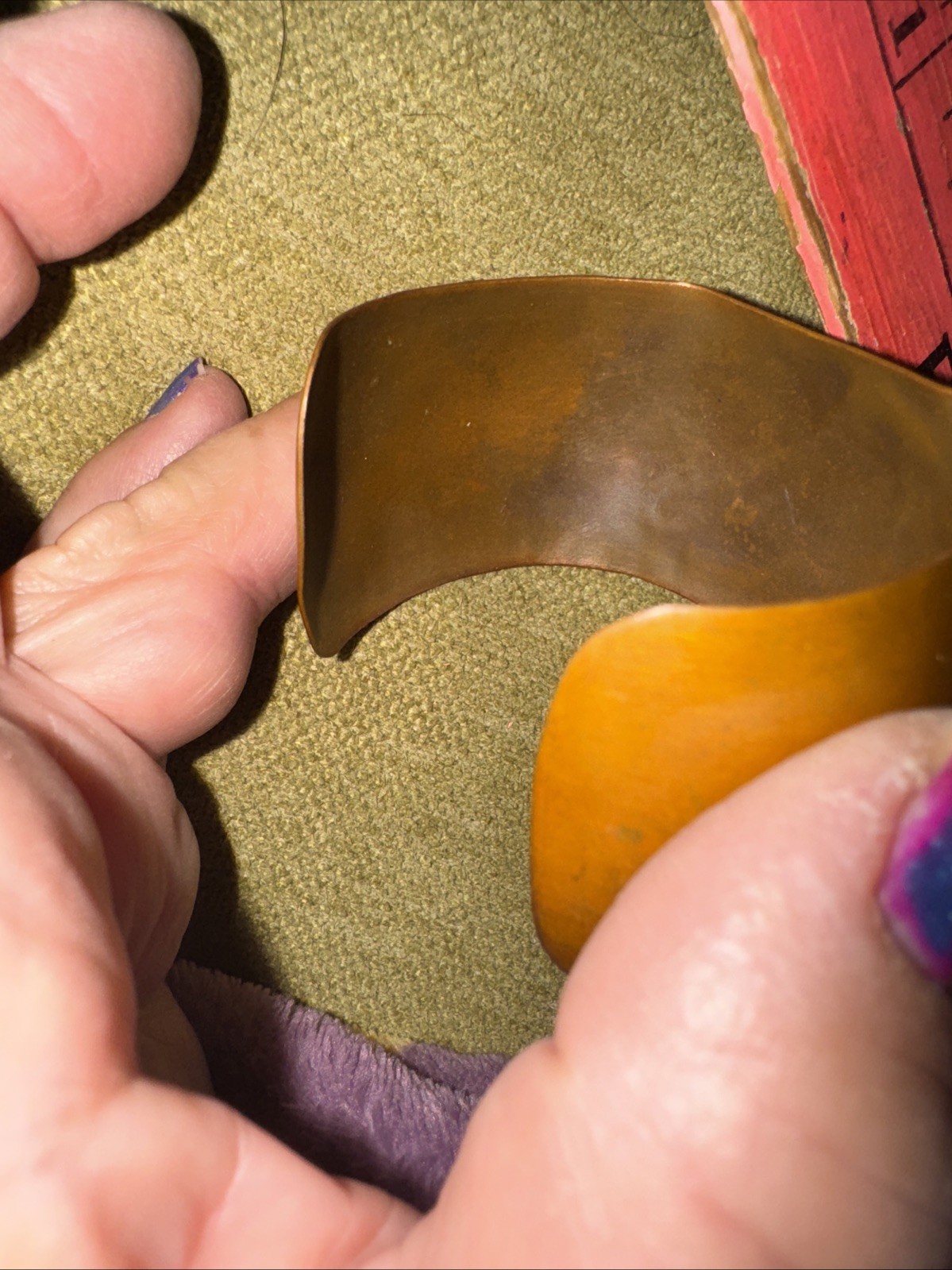 VTG Native American  Wide Solid Copper Cuff Brace… - image 23