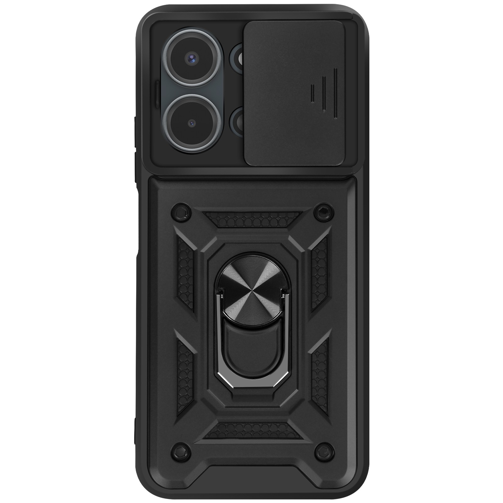 Coque Redmi 15C antichoc noire Mayaxess avec béquille