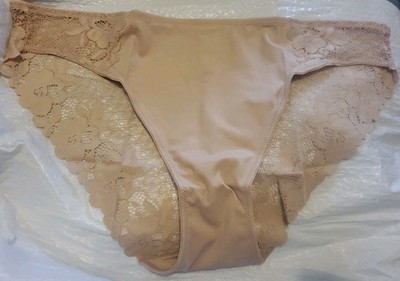 Bare Necessities Floral Lace Bikini Panties 2X XXL Hazel Beige Nude