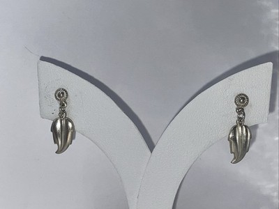 925 Silber Blatt Ohrstecker,L-2xB-0.6cm, gemustert