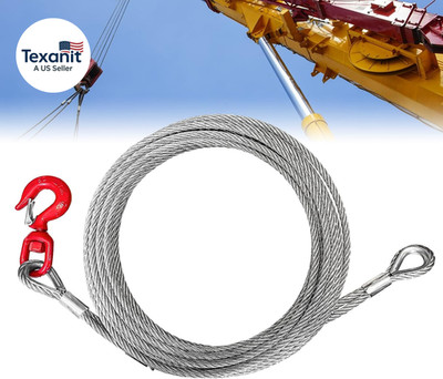 Galvanized Steel Winch Cable, 3/8'' Towing Cable Heavy Duty, 10582LBS Breaking St